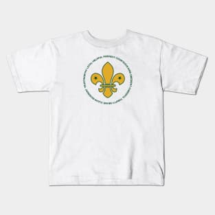 Scouting - Boy Girl Scouts / Scout Motto, Oath, Law and Slogan / color green yellow Kids T-Shirt
